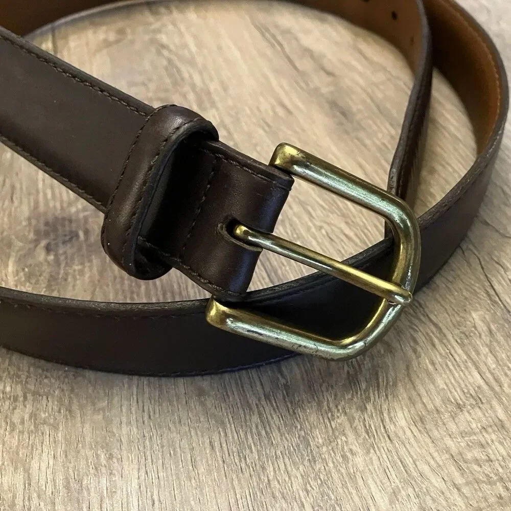 L.L. Bean Dark Brown Full Grain Leather Dress Belt 48 Made In USA